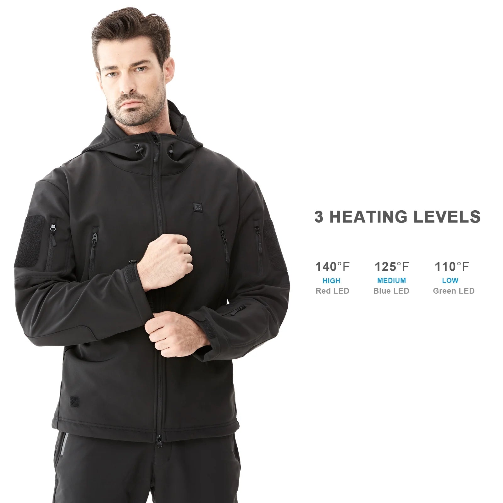 Heated Jacket for Men, Soft Shell Heated Coat with 12V Battery Pack, Waterproof Heating Jacket for Winter Outdoor