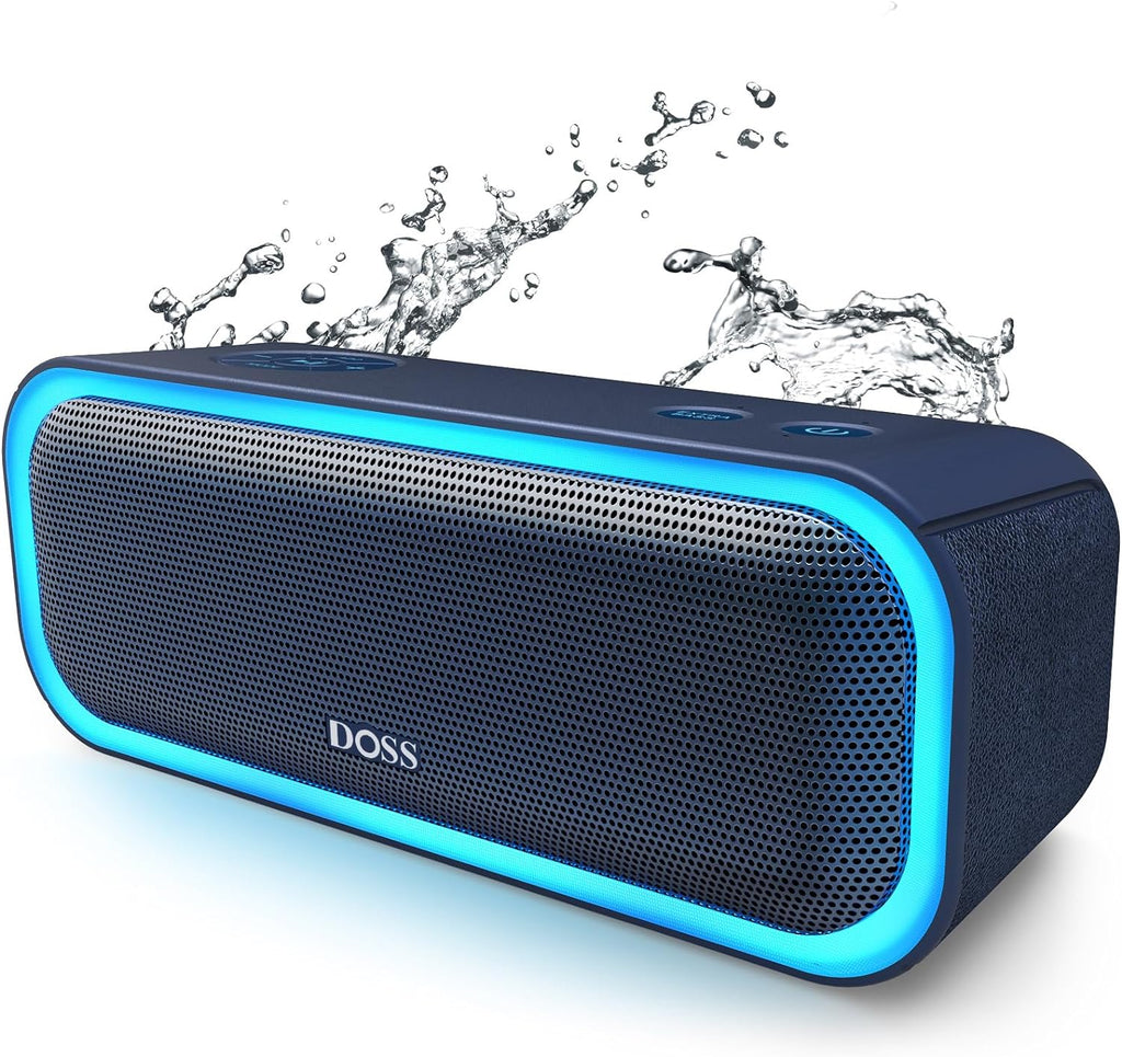 Soundbox Pro Bluetooth Speaker, 20W Stereo Sound, Active Extra Bass, 20H Playtime, Multi-Color Lights, IPX6 for Home, Outdoor, Party, Christmas and White Elephant Gift for Men, Women, Teen-Blue