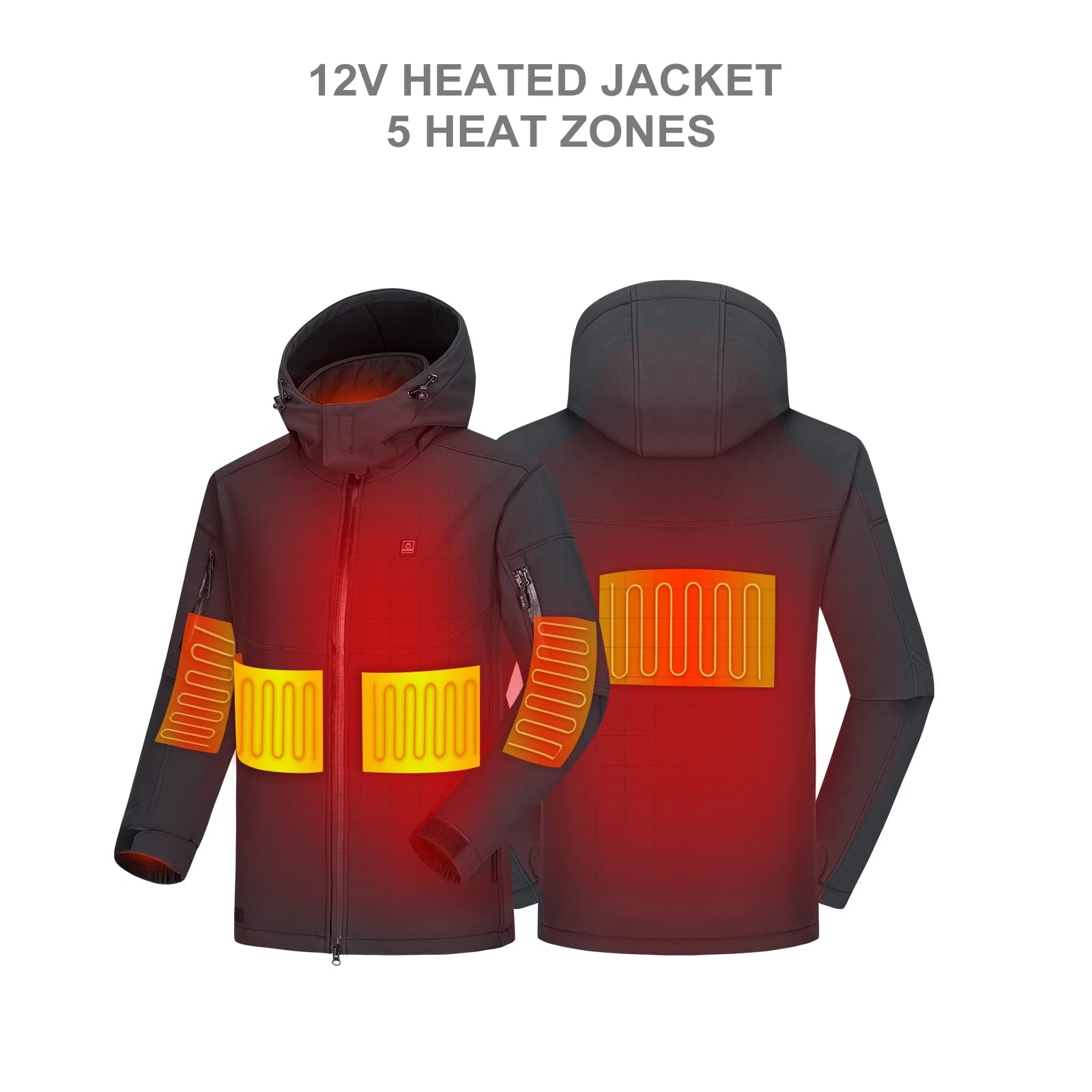Heated Jacket for Women with Detachable Hood, Soft Shell Heated Coat with 12V Battery Pack, Waterproof Heating Jacket for Winter Outdoor