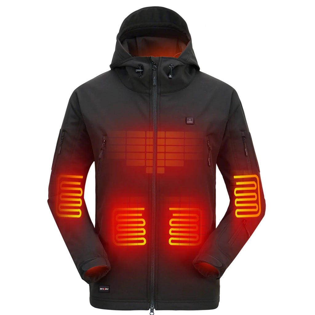 Heated Jacket for Men, Soft Shell Heated Coat with 12V Battery Pack, Waterproof Heating Jacket for Winter Outdoor